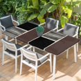 thumbnail image 2 of Brown Black Table Cloths for 6 Foot Rectangle Tables, Modern Abstract Art Farmhouse Striped Patio Waterproof Elastic Fitted Tablecloths, Washable Rectangular Table Cover for Camping, 2 of 8