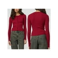 thumbnail image 2 of Gupgi Women Knit Cardigan Autumn Sweater Solid Color Long Sleeve Round Neck Button Up Ribbed Knitwear, 2 of 7
