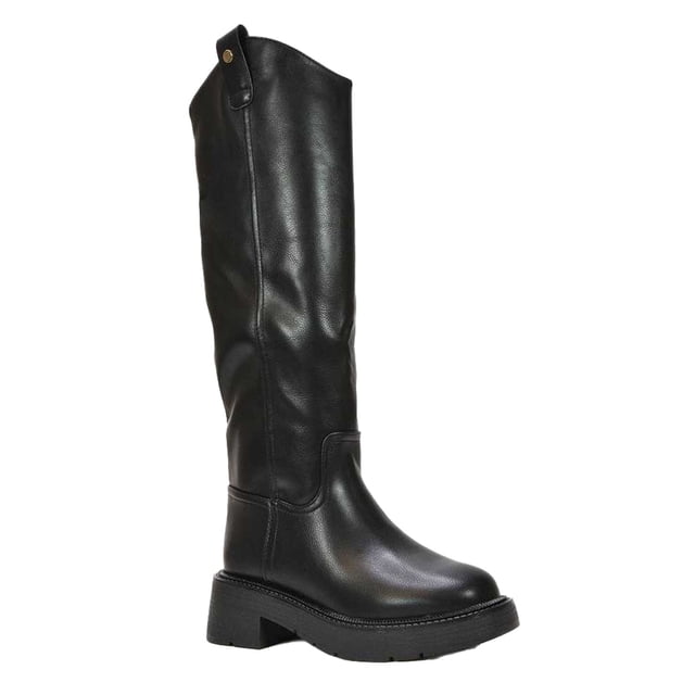 XY London Womens Saffira Faux Fur Lined Knee-High Riding Boots