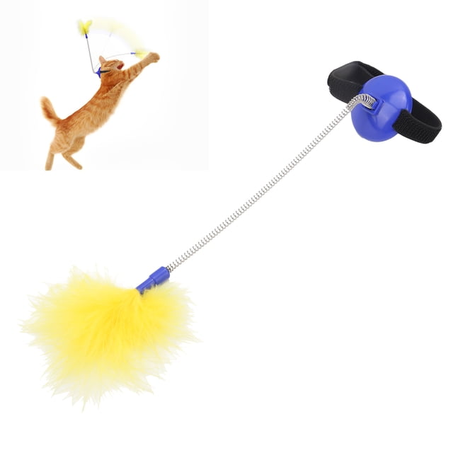 Collar Cat Teaser, Toys With Self Excited Feather Neck Interactive TeaserDark Blue