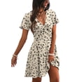 thumbnail image 2 of Summer V Neck Aline Dresses for Women 2026 Flowy Casual Flora Short Sleeve Dress Mini Sundress, 2 of 5