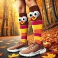 thumbnail image 3 of Funny Thanksgiving Turkey Knee-High Running Socks-Turkey Trot Colorful Striped Holiday Crazy Cute Socks Gifts for Men Women Adult Kids -Thanksgiving Christmas Fall Gag Gifts Stocking Stuffers, 3 of 7