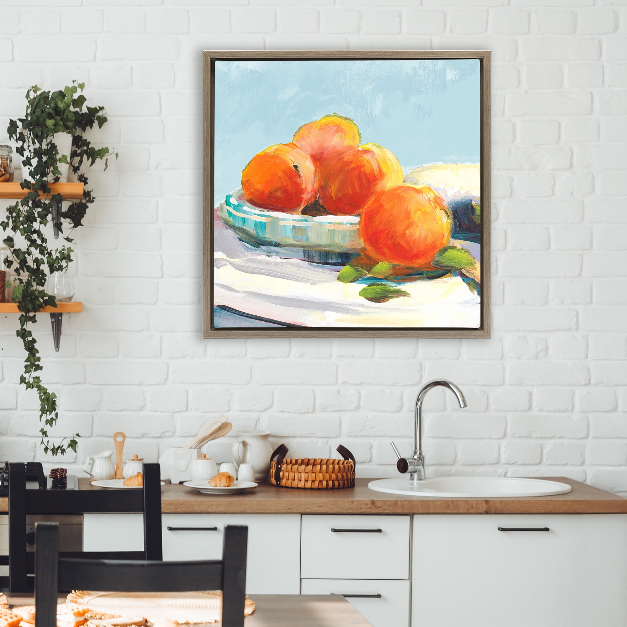 Stupell Industries Citrus Plantation Still Life Brown Framed Floater Canvas Wall Art, design by Jane Slivka