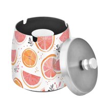 Yayeee Ashtray with Lid for Cigarette Smokeless Stainless Steel Home Ash Holder, Citrus Slice