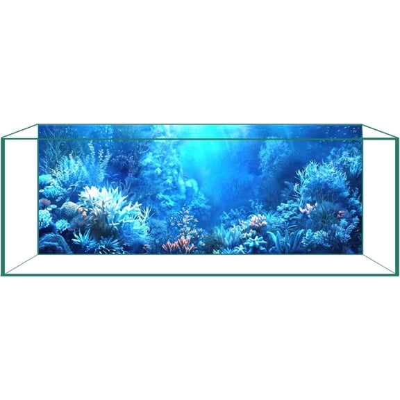Aquarium Background & Fish Tank Background – Ultra HD Static Cling, No Tape, No Residue, Vibrant Underwater Scenery for Stunning Aquarium Decorations, Blue Ocean Theme