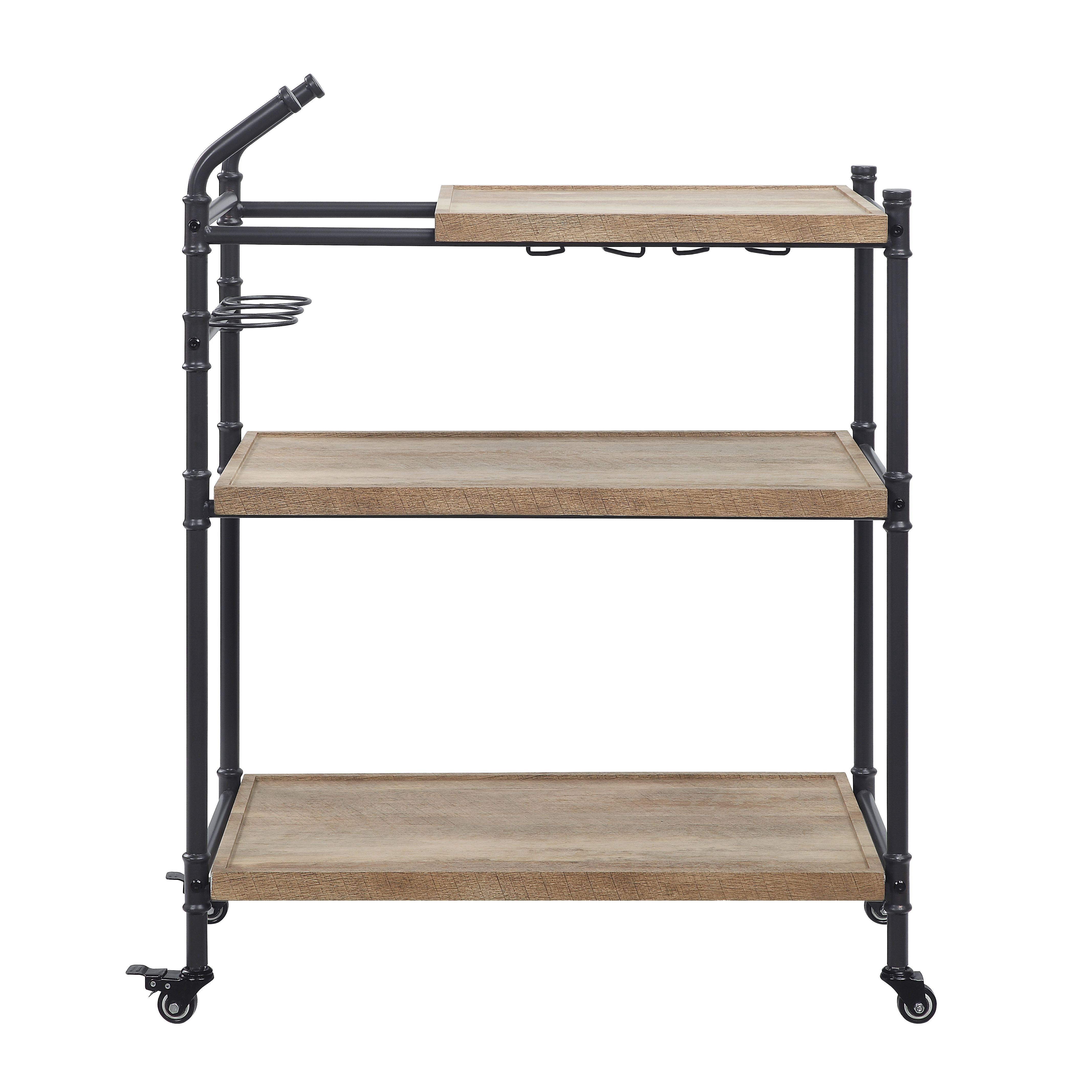 Serving Cart Oak & Sandy Black Finish