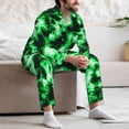 thumbnail image 7 of Picia Green Tie Dye Pattern Men’s Long-Sleeve Sleepwear Set - Soft 2-Piece Loungewear with Pockets, Comfy PJs for Relaxing Nights-Medium, 7 of 7