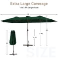 thumbnail image 2 of JUSTLET 15ft Rectangular Outdoor Patio Umbrella Double-Sided Twin Large Patio Umbrella with Crank，Green, 2 of 12