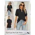 thumbnail image 7 of HUBERY Women Ruffle V Neck Puff Short Sleeve Solid Color Top, 7 of 7
