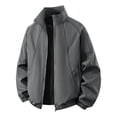 thumbnail image 2 of PNTUTB Fashion Men's Solid Color Jacket Stand Collar Full Zip Windbreaker Lightweight Casual Loose Comfort Long Sleeve Outdoor Sporty Coat with Pockets, 2 of 6