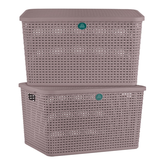 2 Cajas Multiusos Med Rattan Biodegradable #corazonesrosas