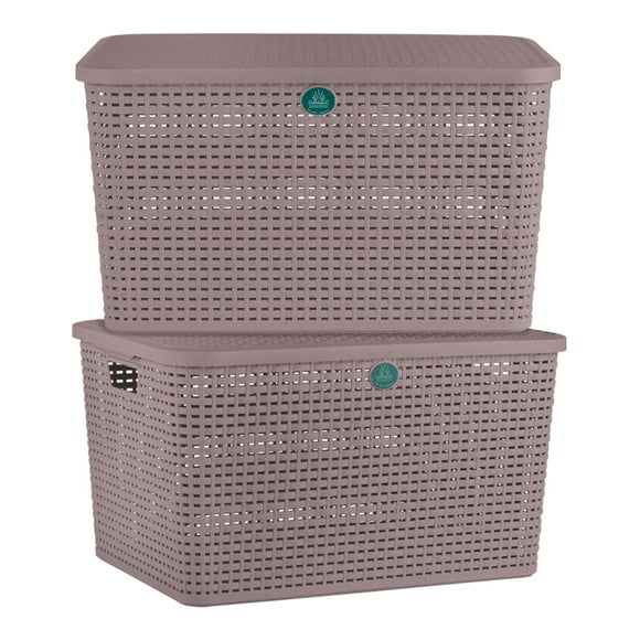 2 Cajas Multiusos Med Rattan Biodegradable #corazonesrosas