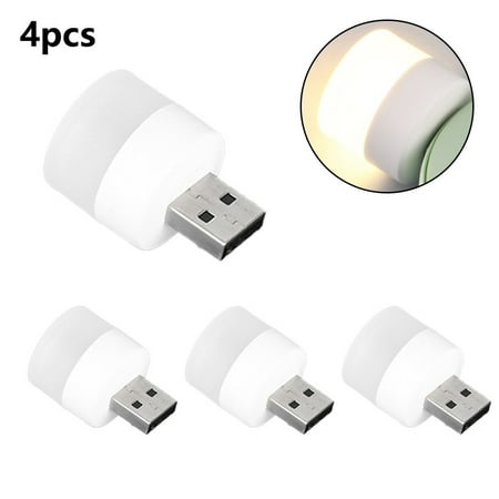 

4X Usb Portable Led Lamp Mini Night Light Round Lamp Computer Mobile Power Light