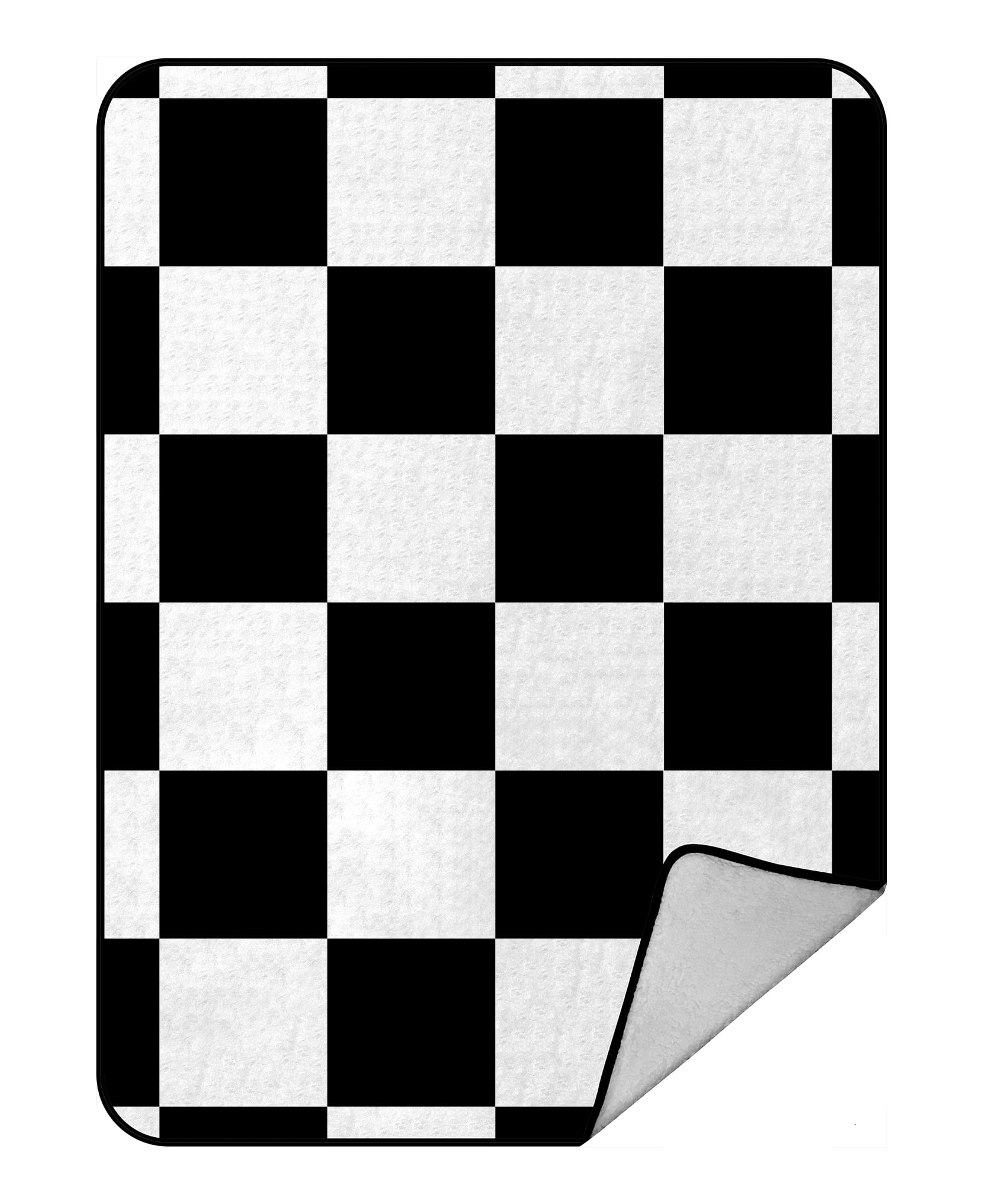 GCKG Checkered Blanket,Black White Checkered Pattern Fleece Blanket