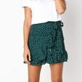 thumbnail image 5 of Summer Skirt Saving! Jerdar Women's Casual Print Ruffles A-Line Pleated Lace Up Bandage Short SKirt Green S, 5 of 5