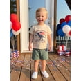 thumbnail image 5 of BemeyourBBs Toddler Baby Boy 4th of July Outfit Baby Boys Patriot Independent Day Summer Clothes Dinosaur American Flag Short Sleeve T-shirt and Pockets Shorts 2 Piece Set, 5 of 9