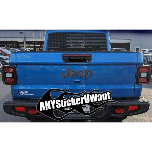 American Flag Rear Window Decal Vinyl Sticker Fits and Compatible with Jeep Gladiator Mojave 2021
