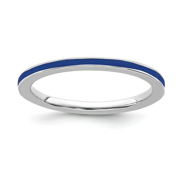 Sterling Silver Stackable Expressions Blue Enameled 1.5mm Ring Size-5