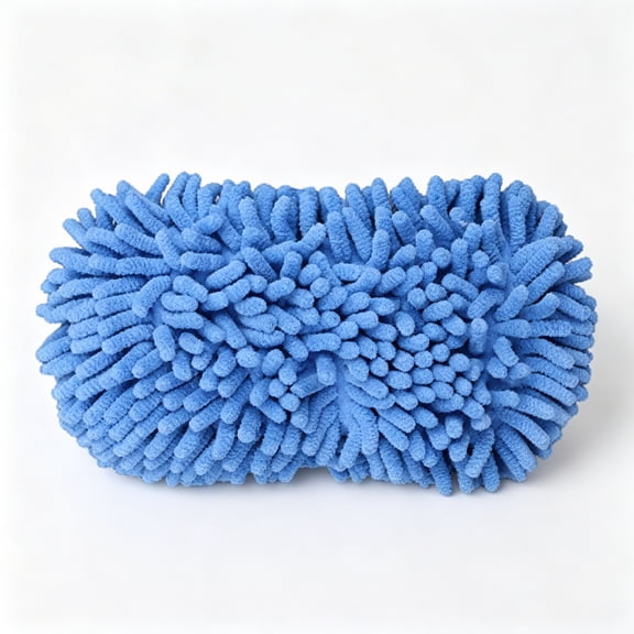 ACDANC Car Wash Microfiber Sponge,Chenille Pile & Scrubber Back,Microfiber Cleaning Cloths for Cars,Blue,1 Piece