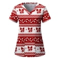 thumbnail image 5 of Camisetas de enfermera con estampado rojo, uniformes médicos navideños unisex, camisetas de enfermera con dibujos animados navideños, ropa de trabajo para dentistas, belleza y spa, 5 of 5