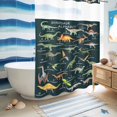 thumbnail image 5 of No Hook Shower Curtain, Green Dinosaur Shower Curtains for Bathroom with See Through Top Window, Vintage Letters Farm Animals Waterproof & Washable Bath Curtain Extra Long 72"x96", 5 of 9