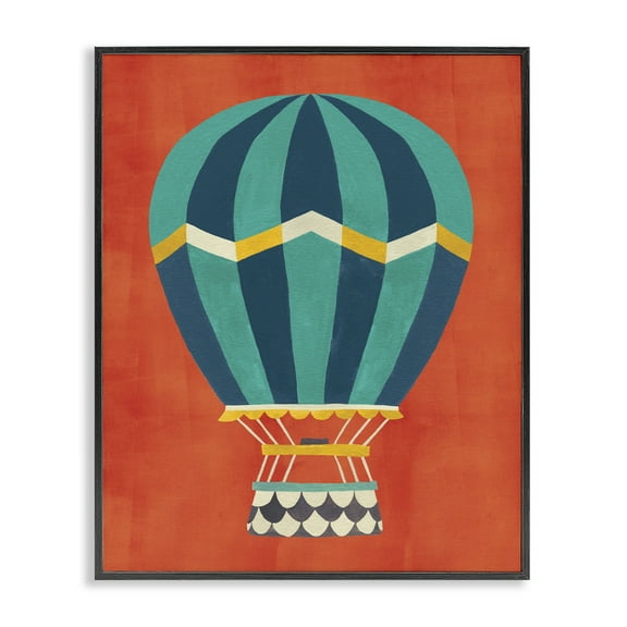 Stupell Industries Hot Air Balloon on Red Transportation Painting Black Framed Art Print Wall Art, 11 x 14