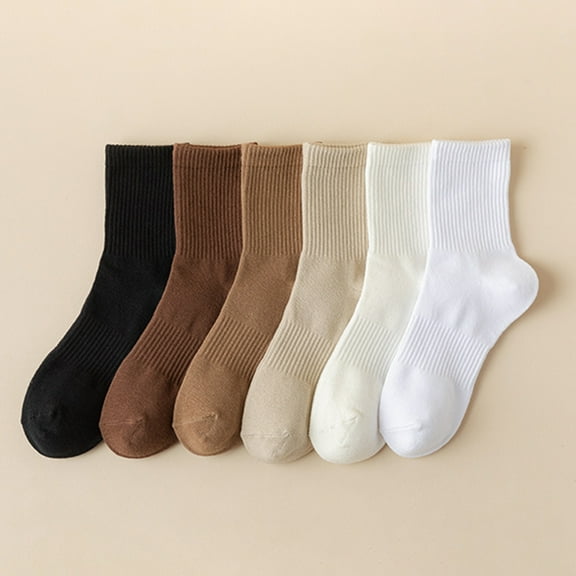 Eoperou 1 Pair Autumn Winter Unisex Socks Middle Tube Solid Color Moisture Absorption Stretchy Men Women Knitted Socks for Daily Wear