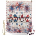 thumbnail image 2 of Independence Day Shower Curtain, 36" x 72", American Flag Gnome Red Blue Fireworks Wood Grain Waterproof Bathroom Curtain Washable Shower Curtain Set with 12 Hooks, 2 of 9
