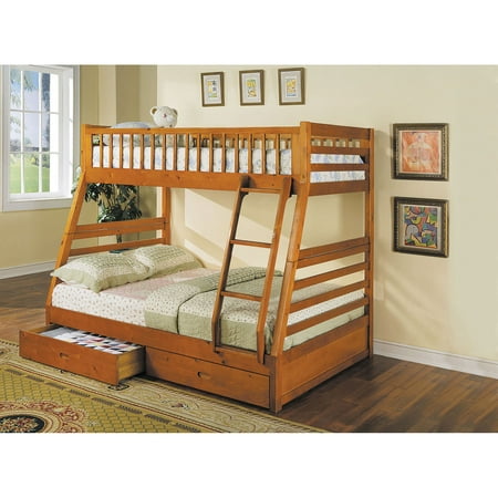 ACME Jason Twin over Full Bunk Bed, Honey Oak