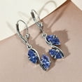 thumbnail image 4 of Tanzanite Dangle December Birthstone Earrings For Women 925 Sterling Silver Platinum Plated Lever Back Trillion Blue Birthday Christmas Gifts for Women Ct 1.6, 4 of 9