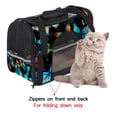 thumbnail image 4 of Flower Butterfly Luxury Pet Carrier Bag with 900D Oxford Cloth Fabric and Sherpa Base, Ideal for Travel and Outdoor Adventures - 17x10x11.8 inches/43x26x30 cm, 4 of 7