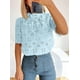 thumbnail image 3 of Blusa Prettygarden de verano bordada con ojales para mujer, azul, 3 of 7