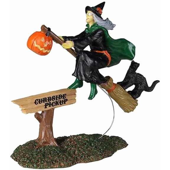 Lemax 22105 CURBSIDE PICKUP Spooky Town Figurine Halloween Decor Witch Figure Miniature Village