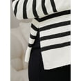 thumbnail image 5 of Womens Maternity Sweater Tops Long Sleeve Shirts Side Slit Stripe Ribbed Knit Mock Neck Pullover Pregnancy S White, 5 of 6