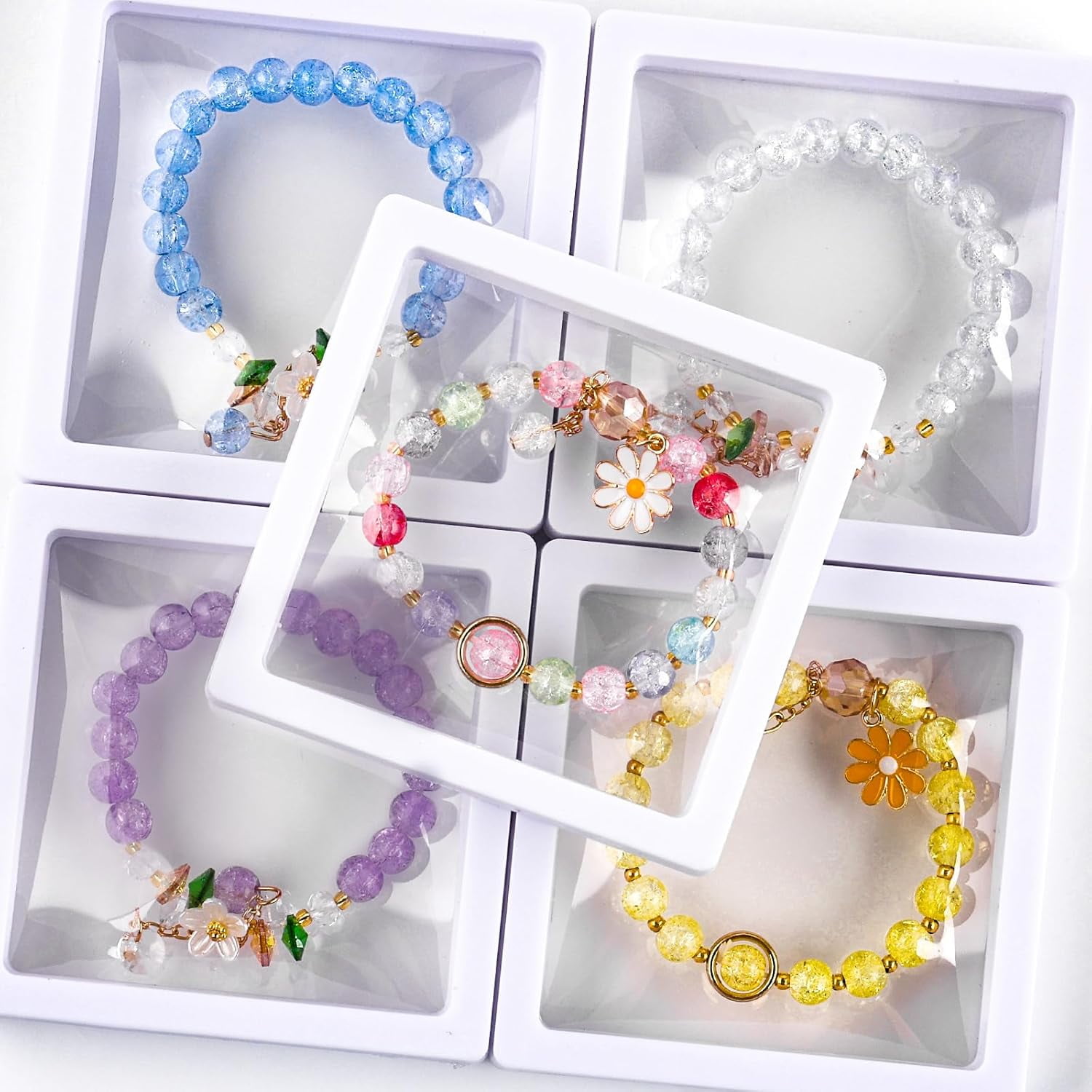 2400 Pcs 8mm Glass Beads Bracelet Making Kit 47 Colors Round Crystal DIY Jewelry Crafts