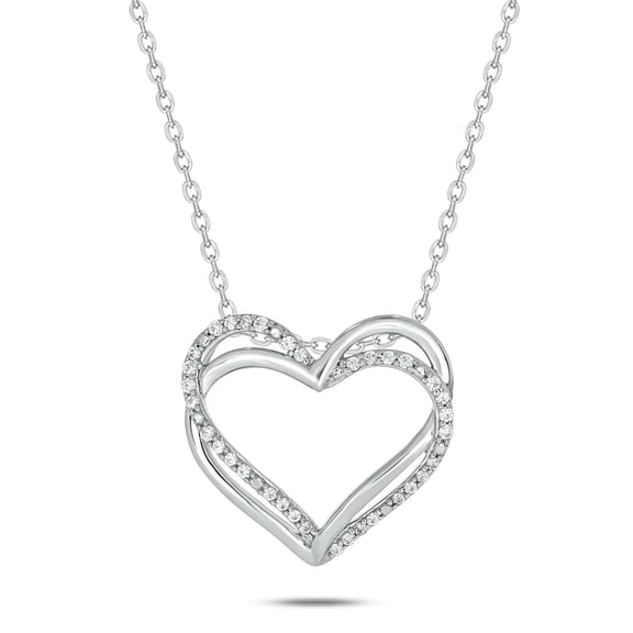 Cali Trove Diamond Heart Pendant Necklace 1/10 Ct Natural Diamonds 925 Sterling Silver Symbol of Love Everyday Jewelry Gift for Her