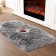Grey Soft Small Faux Fur Rug 2x3 Feet - Fluffy Faux Sheepskin Throw for ...