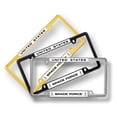 thumbnail image 6 of [Officially Licensed Product] - United States Space Force - Domed Custom-Made Personalized Narrow (Thin) Top 4 Hole Metal Car License Plate Frame with Free caps - Chrome, w/b (Qty: 1 Frame), 6 of 8