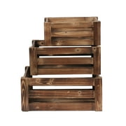 Sintosin Rustic Small Wood Crates - Set of 3 Nesting Storage Boxes with Handles for Home Decor