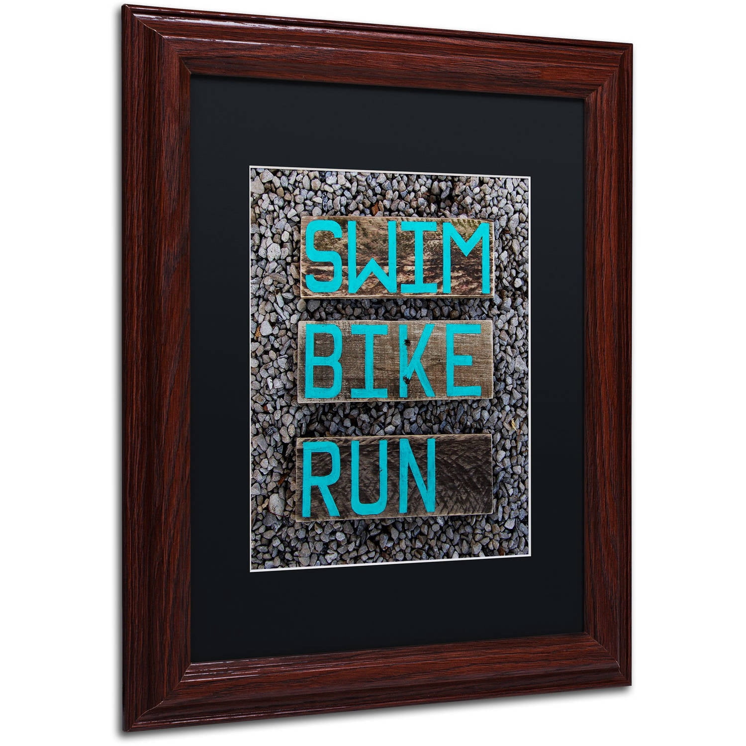 Trademark Fine Art 'The Triathlete' Canvas Art by Nicole Dietz, Black Matte, Wood Frame