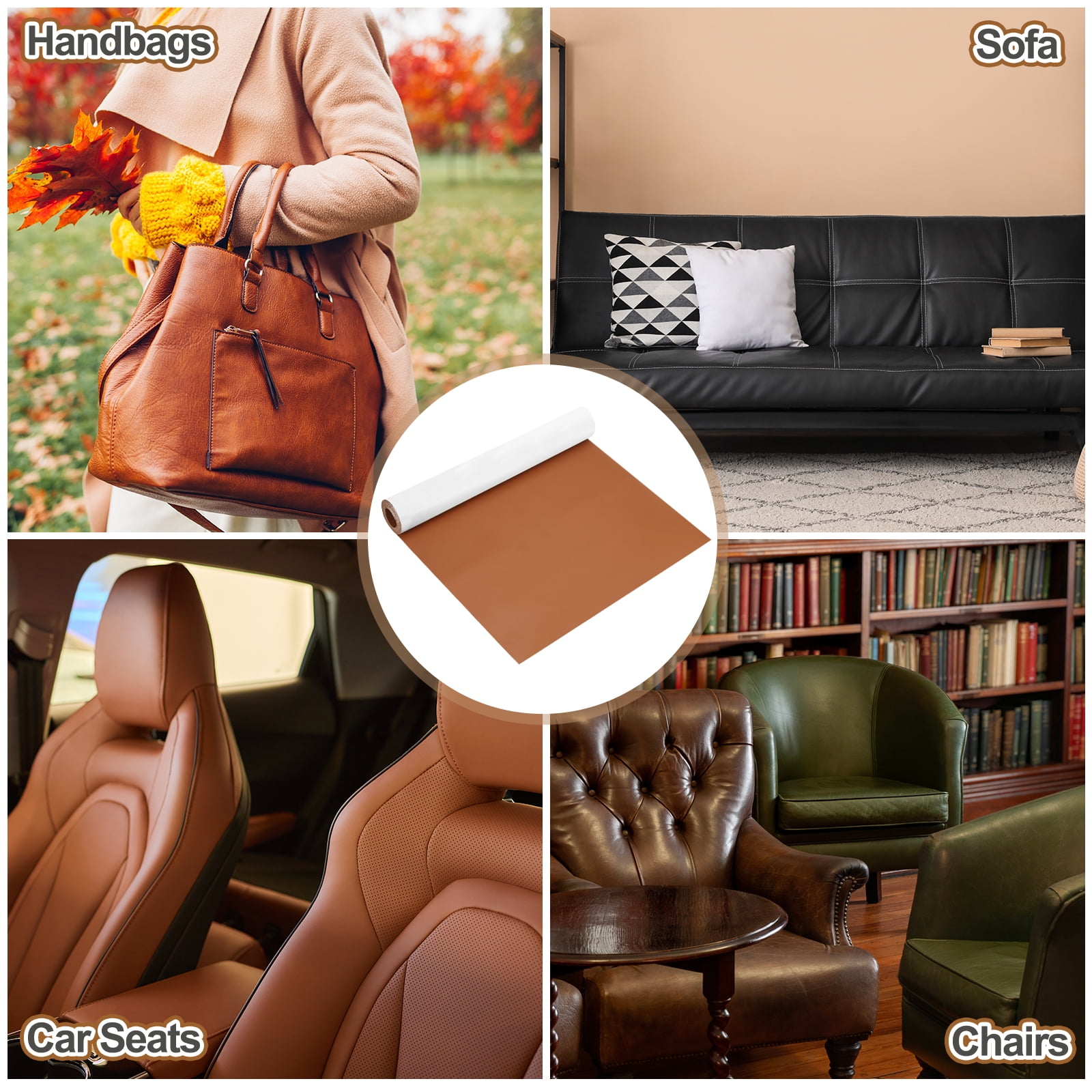 Uxcell Leather Repair Patch 16"x79" Self-Adhesive Leather Vinyl Repair Tape Kit for Furniture Couches Sofa Chair Car Boat Seats Jackets, Light Brown