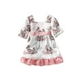 thumbnail image 1 of Arvbitana Toddler Girl Easter Dress Puff Short Sleeve High Waist Bowknot Square Neck Ruffle Sundress Rabbit Dress, 1 of 9
