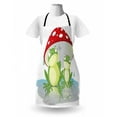 thumbnail image 3 of Frogs Apron, Amphibian Animals Under Mushroom Umbrella in Rain Cartoon Illustration, Unisex Kitchen Bib with Adjustable Neck for Cooking Gardening, Adult Size, Multicolor, by Ambesonne, 3 of 4