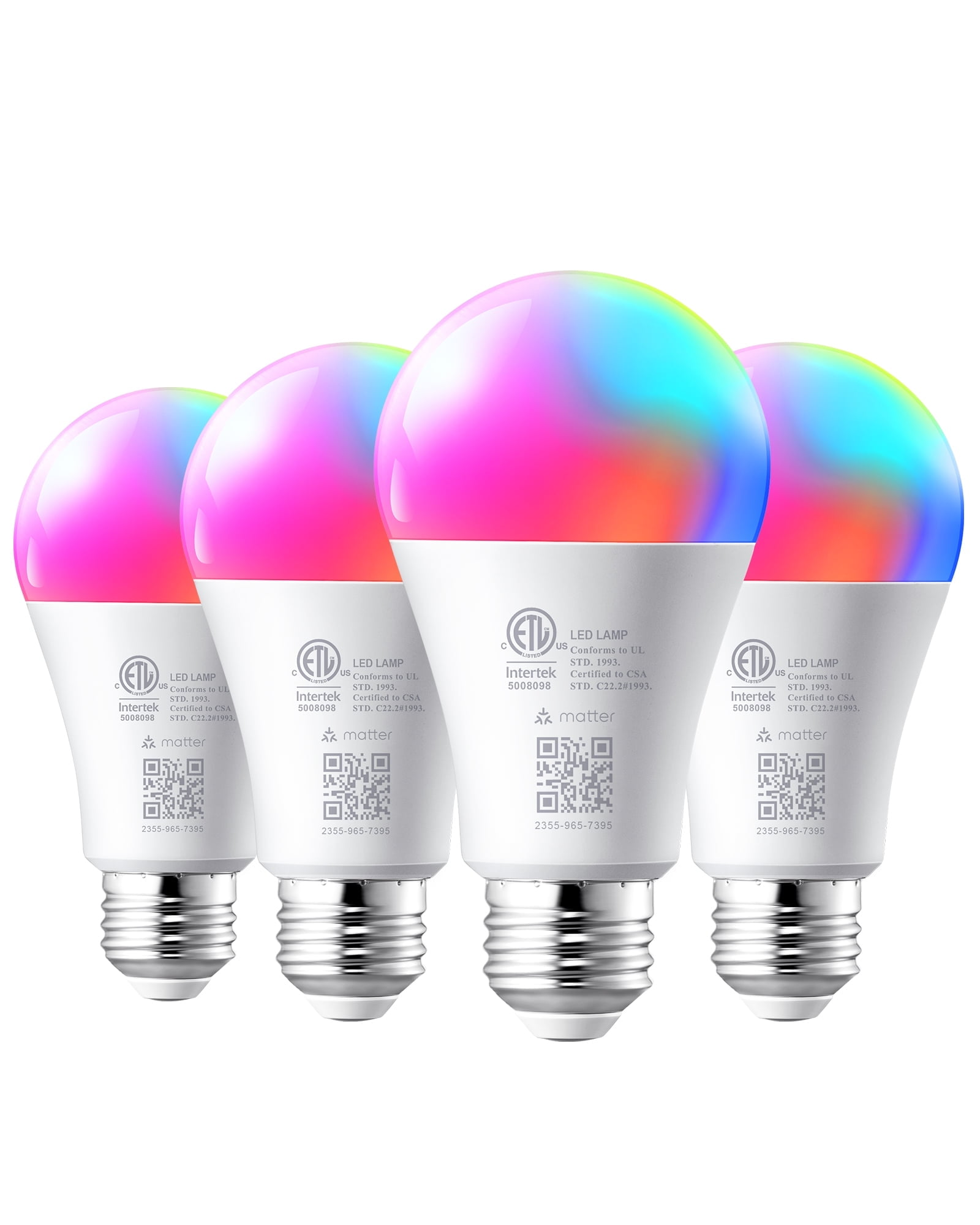 EDISHINE Matter Smart Light Bulb Color Changing RGB 9W 800LM 2700-6500K E26 Base Work with Alexa, Google Home