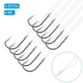 thumbnail image 3 of Uxcell 6# Small Fishing Hooks with 36cm Line, 0.4x0.23 Inch Double Hook Rigs with Barbs Fishing Hook, Silver Tone 20Pcs, 3 of 4