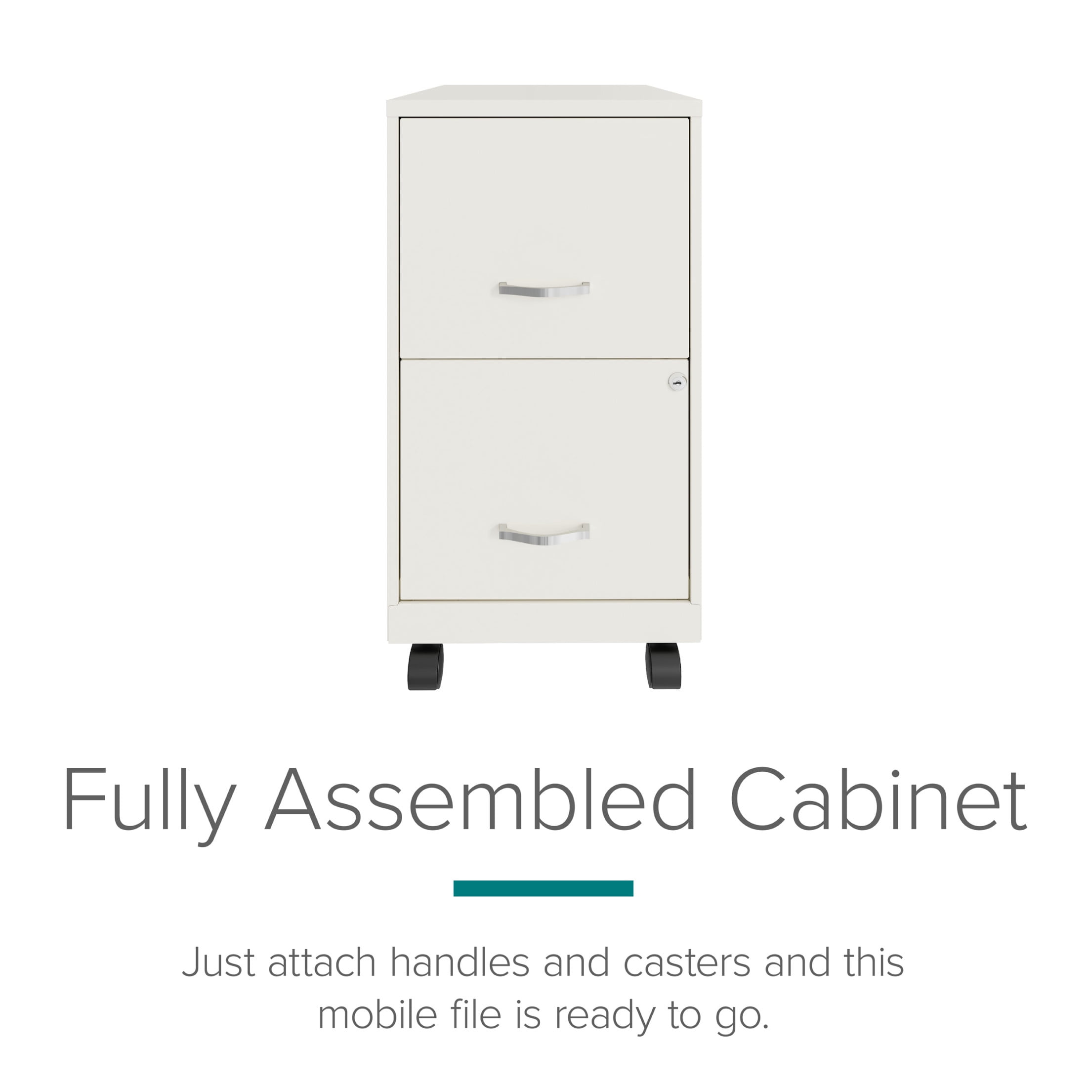 Space Solutions 18" Deep 2 Drawer Mobile Letter Width Vertical File Cabinet, White