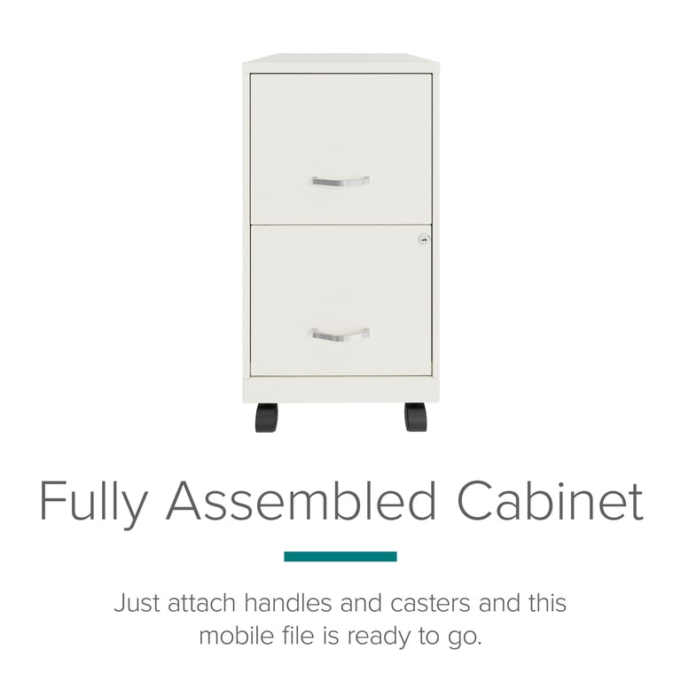 Hirsh 18" Mobile 2-Drawer File Cabinet, Pearl White photo 8