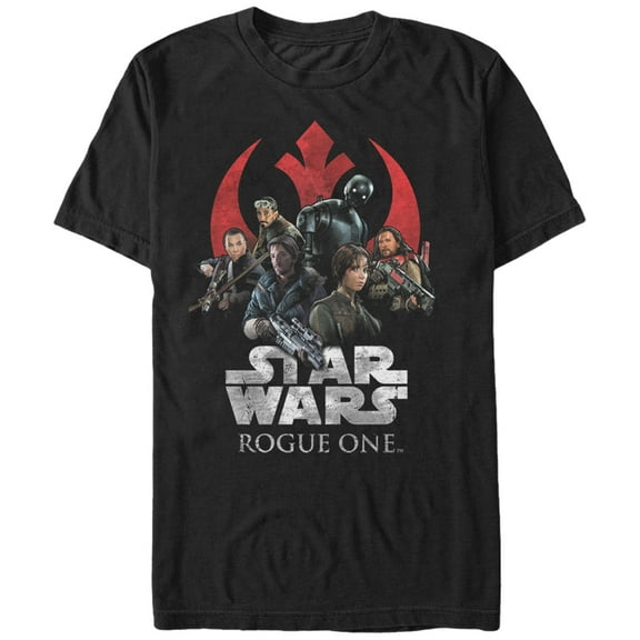 Men's Star Wars Rogue One Rebellion Groupshot Logo Graphic Tee Black Large