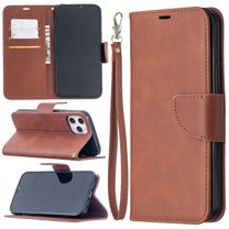 Allytech iPhone 12 Pro Max Case 6.7", PU Leather Slim Fit Magnetic Closure Hand Wrist Strap Shockproof Full Protection TPU Back Cover Shell Wallet Case for Apple iPhone 12 Pro Max, Brown