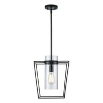 Open Box Monteaux Lighting 12 in. 1-Light Black Pendant Light Fixture w/Clear Glass